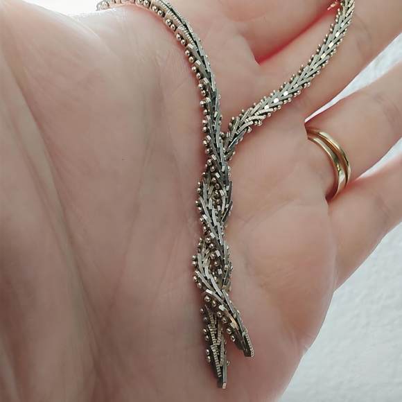 Vintage MEXICO Sterling Silver Braided Riccio Necklace 17" - Picture 6 of 14